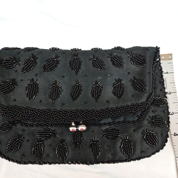 Vintage Rare Black Beaded Evening Bag Made in Hong Kong - Picture 4 of 9